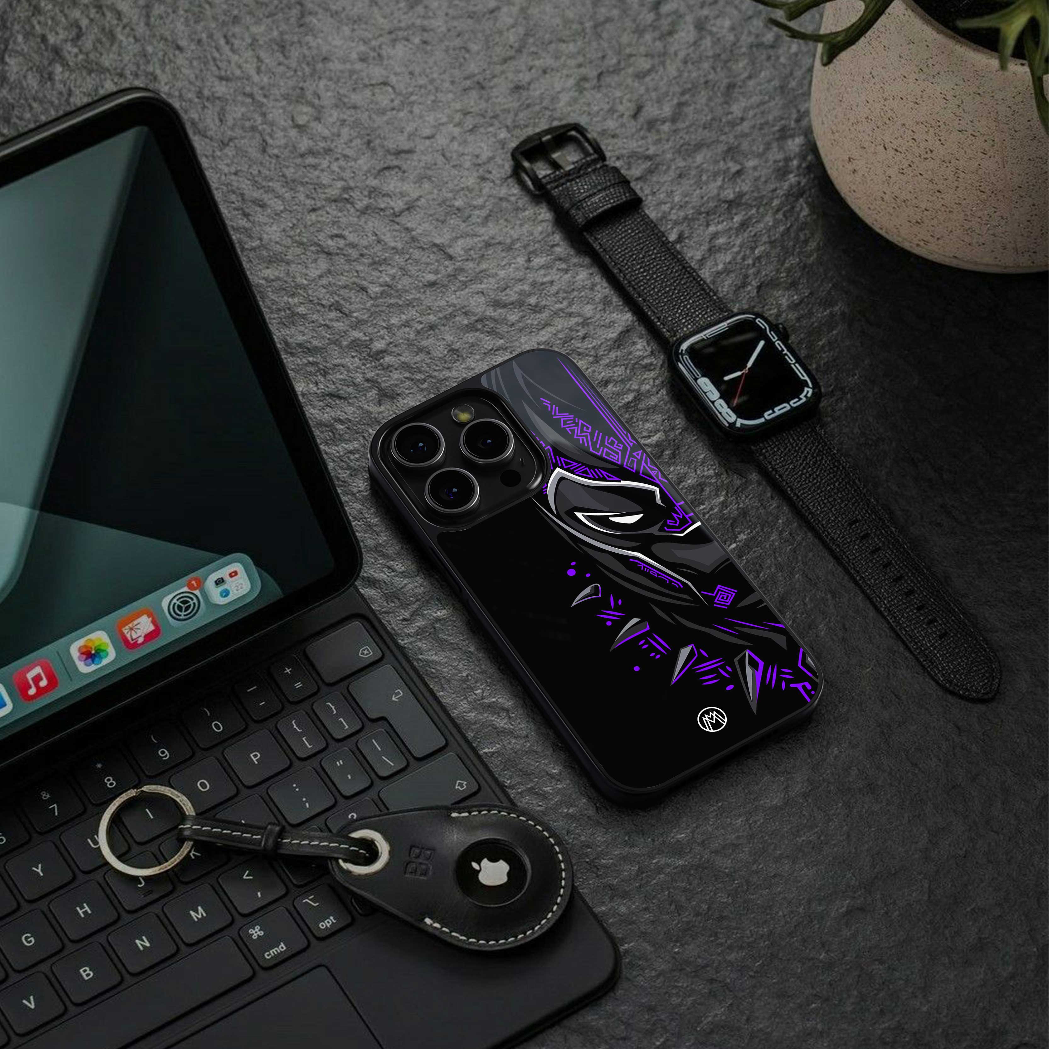 black panther superhero back phone cover | glass case for iphone 13 pro