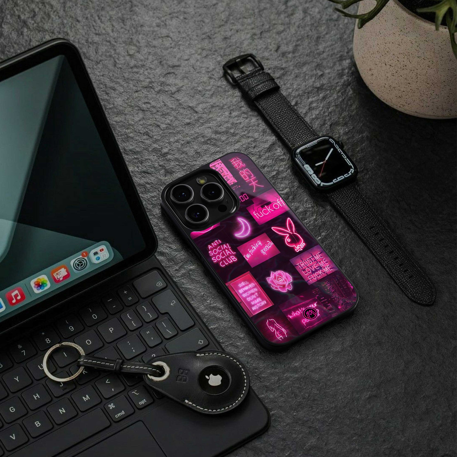 black pink aesthetic collage back phone cover | glass case for iphone 16e