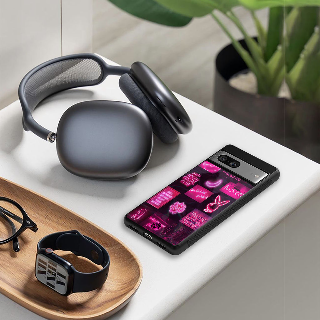 black pink aesthetic collage back phone cover | glass case for iphone 16 plus