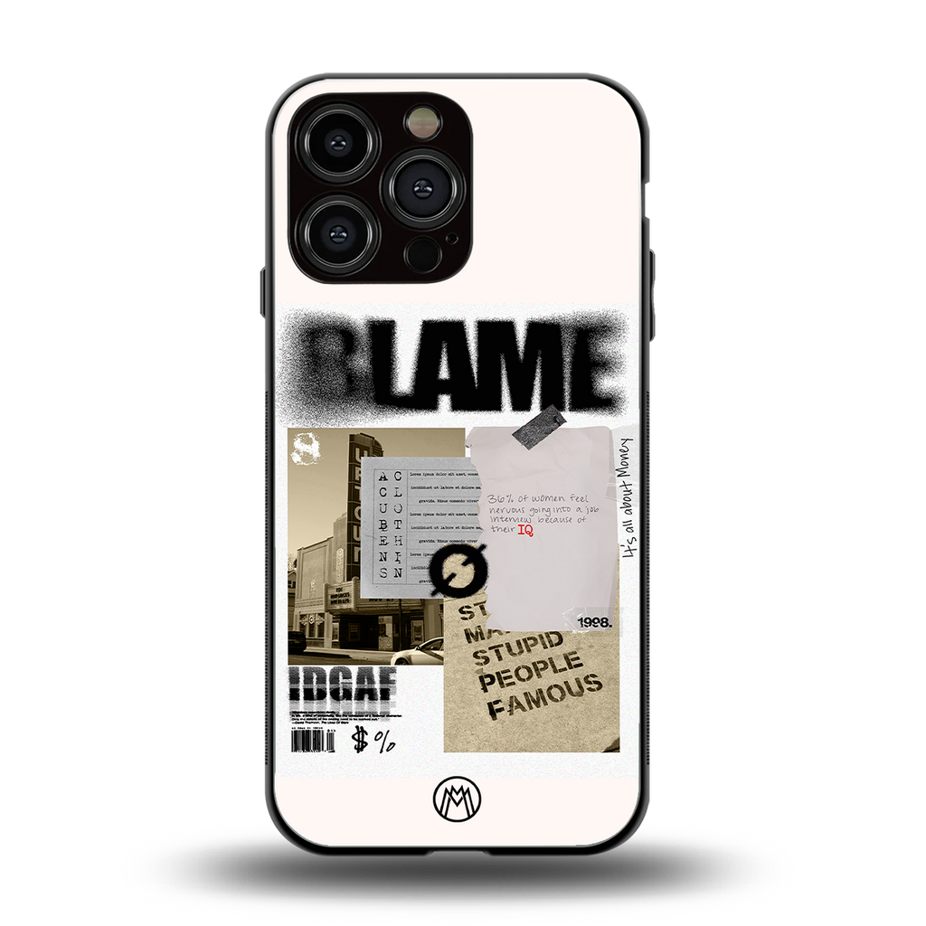 blame back phone cover | glass case for iphone 13 pro max