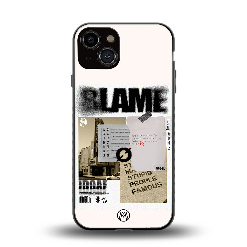 blame back phone cover | glass case for iphone 13