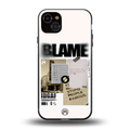 blame back phone cover | glass case for iphone 15 plus