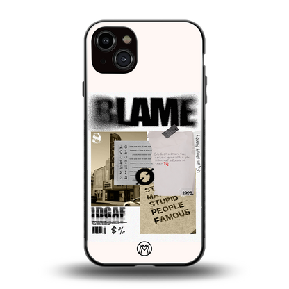 blame back phone cover | glass case for iphone 14 plus