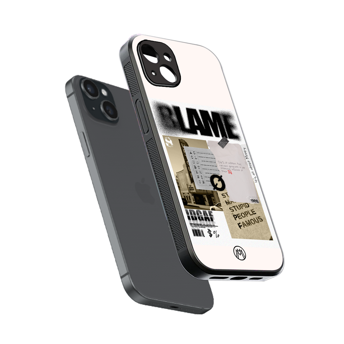 blame back phone cover | glass case for iphone 14 plus