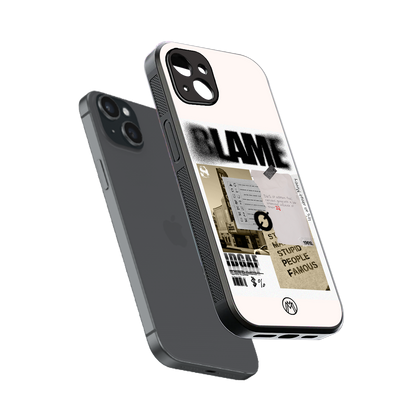blame back phone cover | glass case for iphone 14 plus