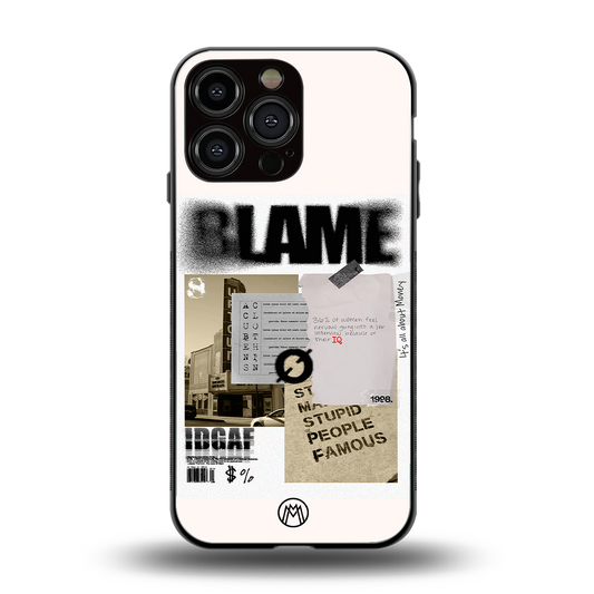 blame back phone cover | glass case for iphone 15 pro max