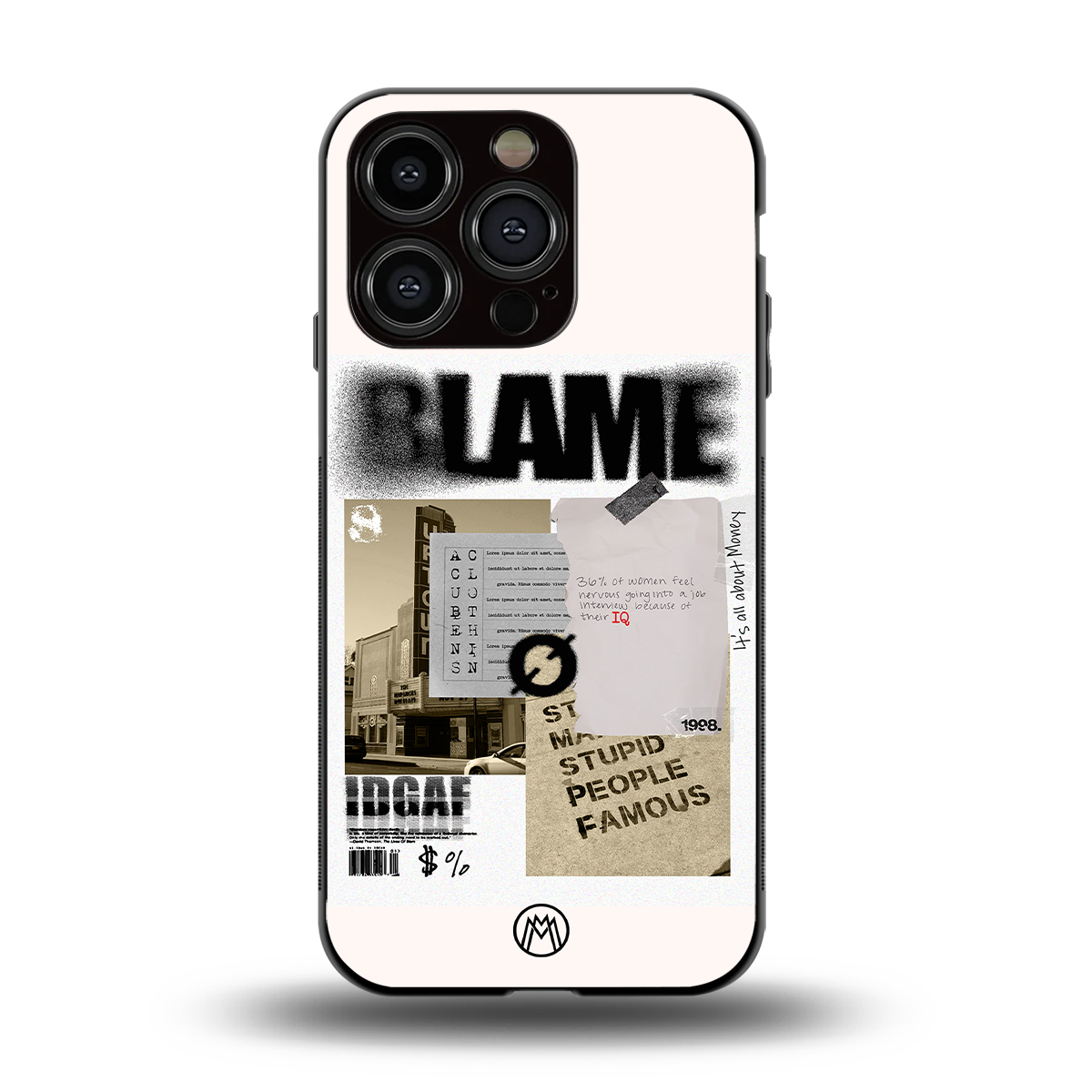 blame back phone cover | glass case for iphone 15 pro
