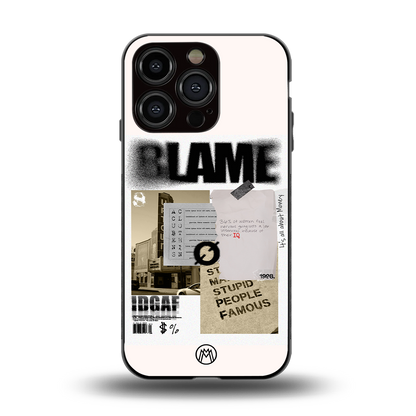 blame back phone cover | glass case for iphone 15 pro