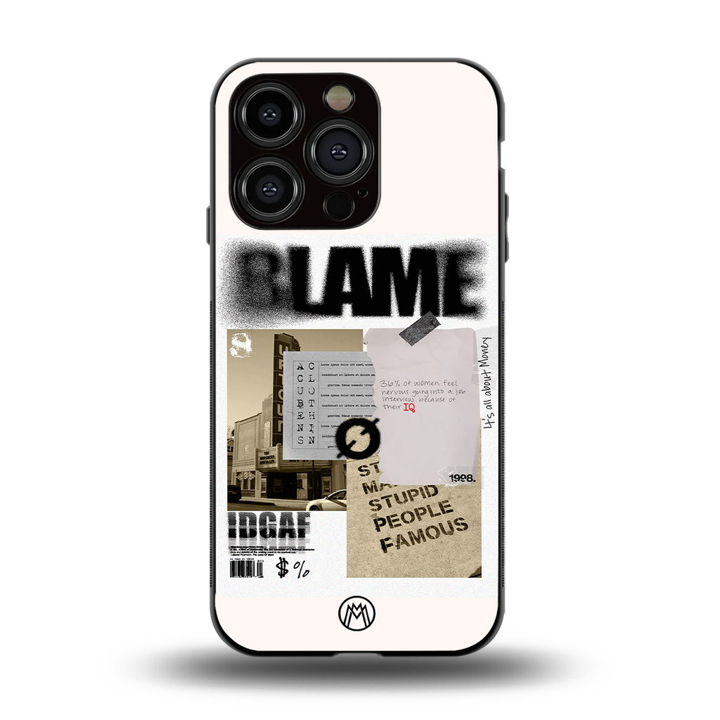 blame back phone cover | glass case for iphone 14 pro