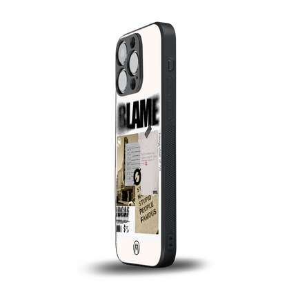 blame back phone cover | glass case for iphone 15 pro