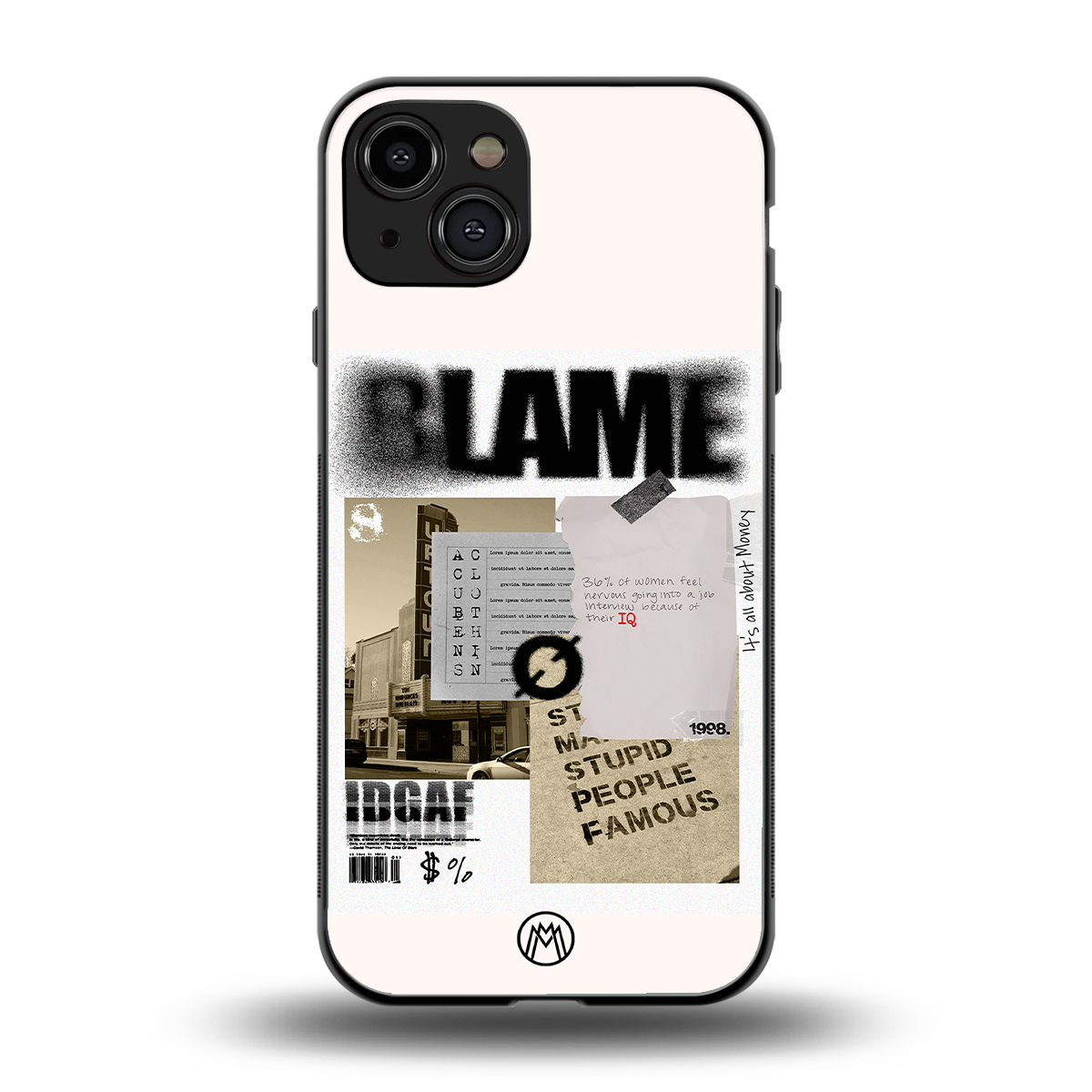 blame back phone cover | glass case for iphone 15