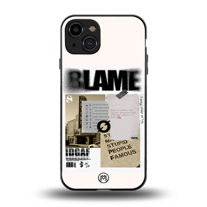 blame back phone cover | glass case for iphone 15