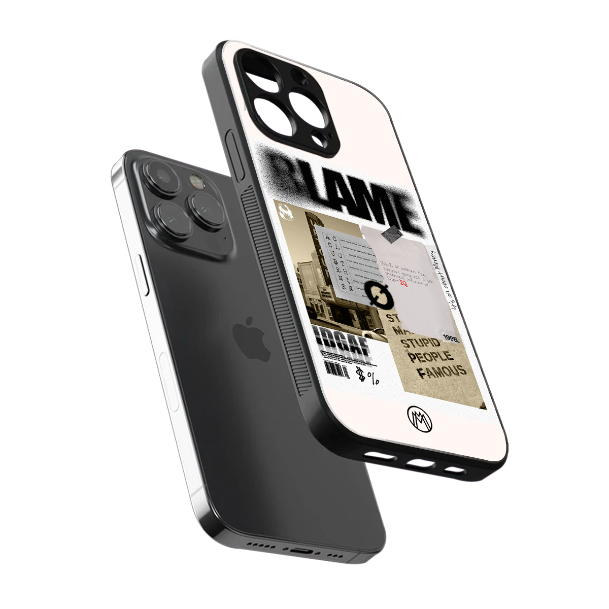 blame back phone cover | glass case for iphone 15 pro