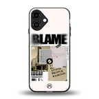 blame back phone cover | glass case for iphone 16 plus