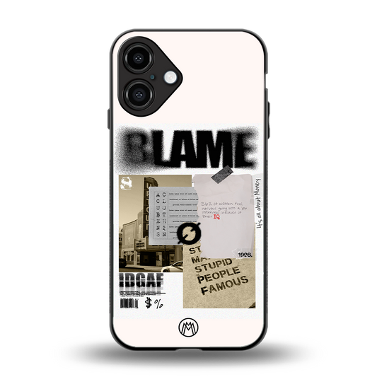 blame back phone cover | glass case for iphone 16 plus