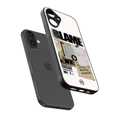 blame back phone cover | glass case for iphone 16 plus