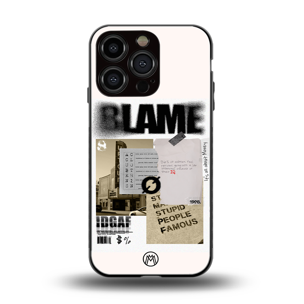 blame back phone cover | glass case for iphone 16 pro