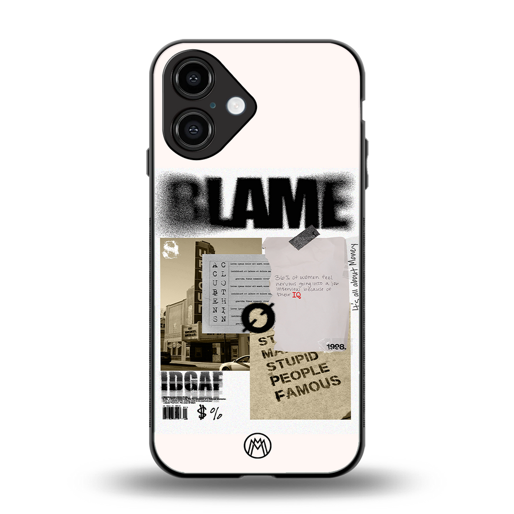 blame back phone cover | glass case for iphone 16