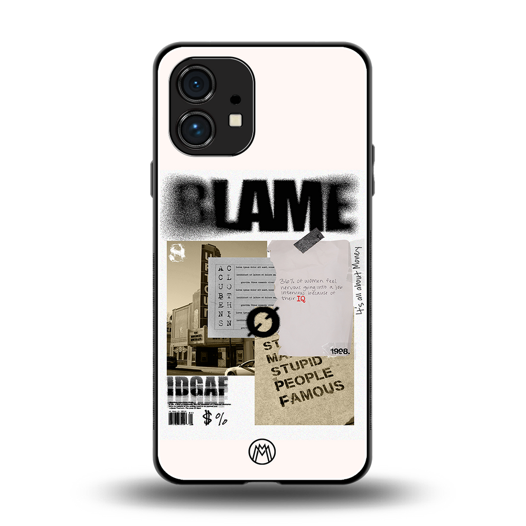 blame back phone cover | glass case for nothing phone 1