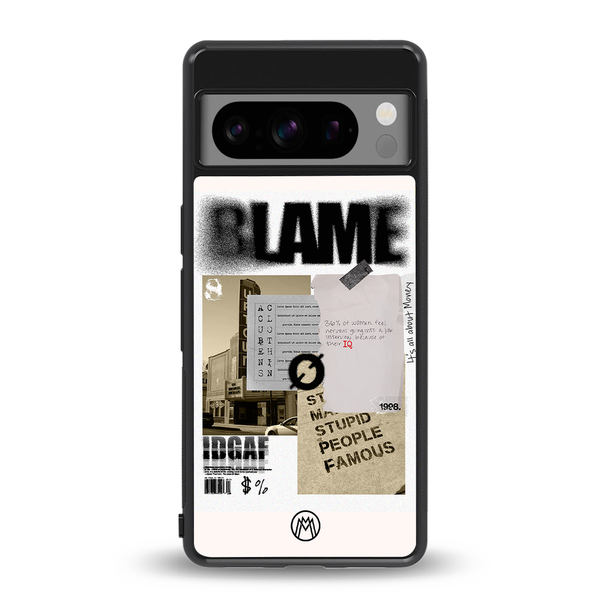 blame back phone cover | glass case for google pixel 8 pro