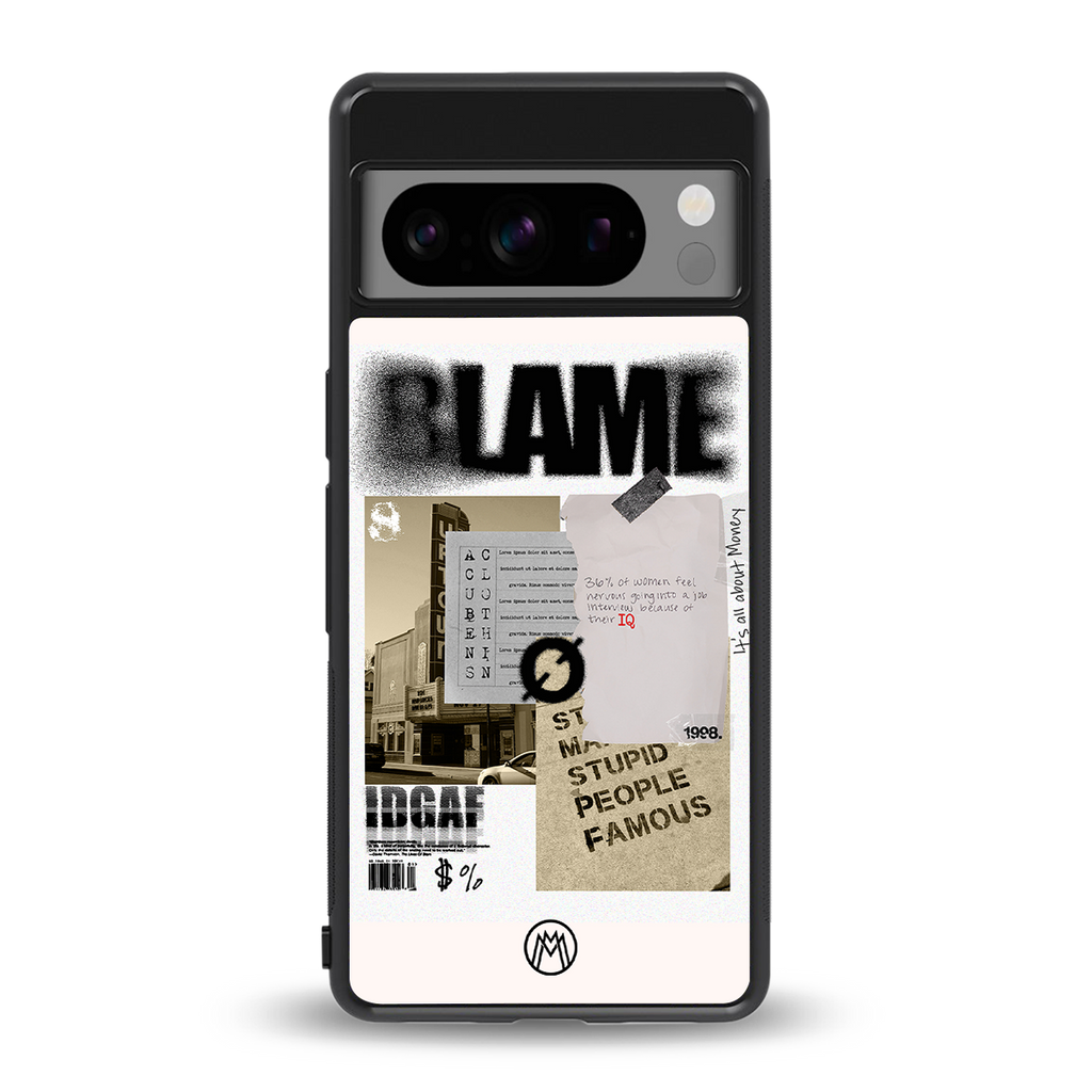 blame back phone cover | glass case for google pixel 8 pro