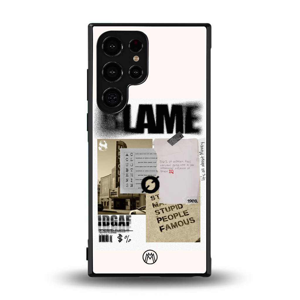 blame back phone cover | glass case for samsung galaxy s23 ultra