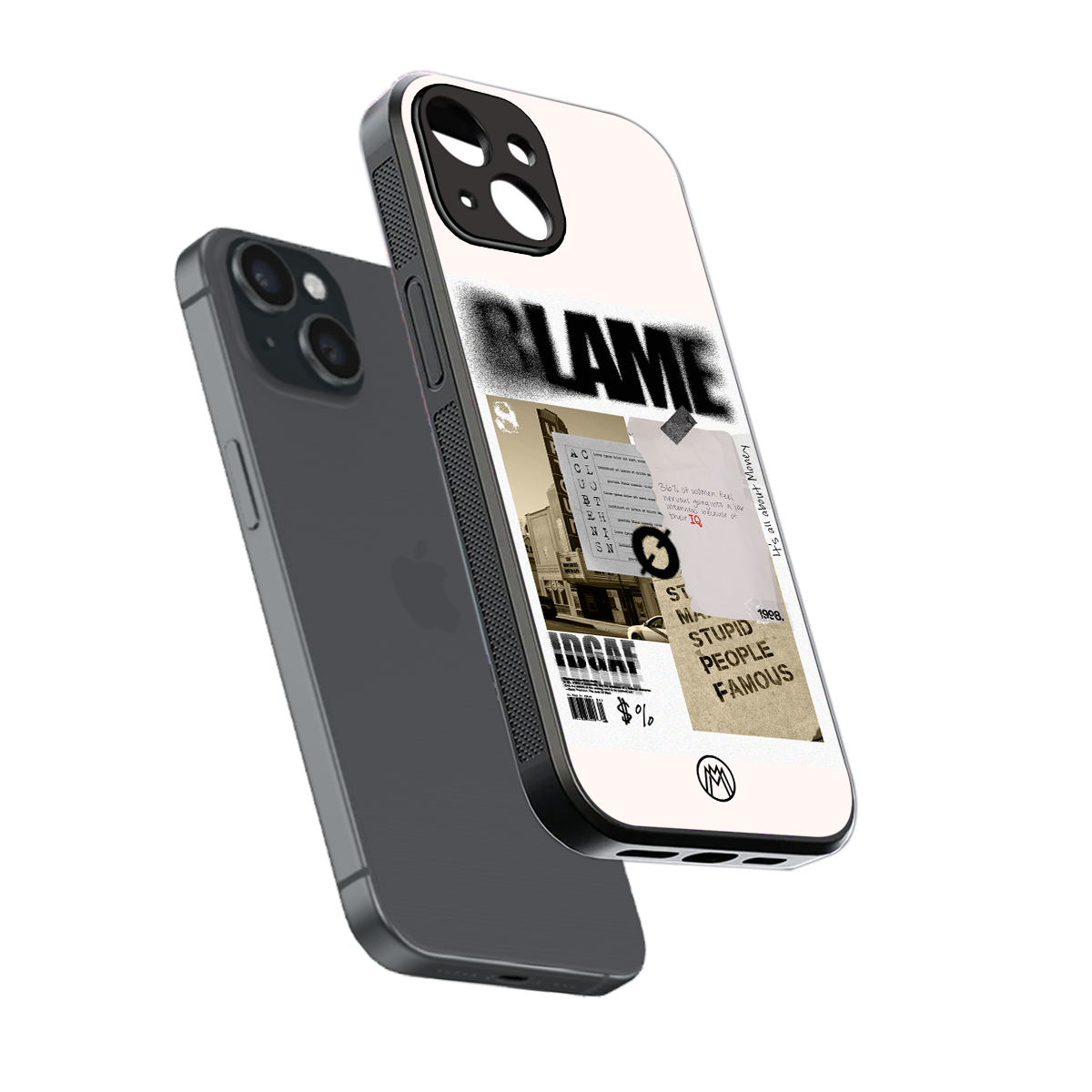 blame back phone cover | glass case for iphone 15