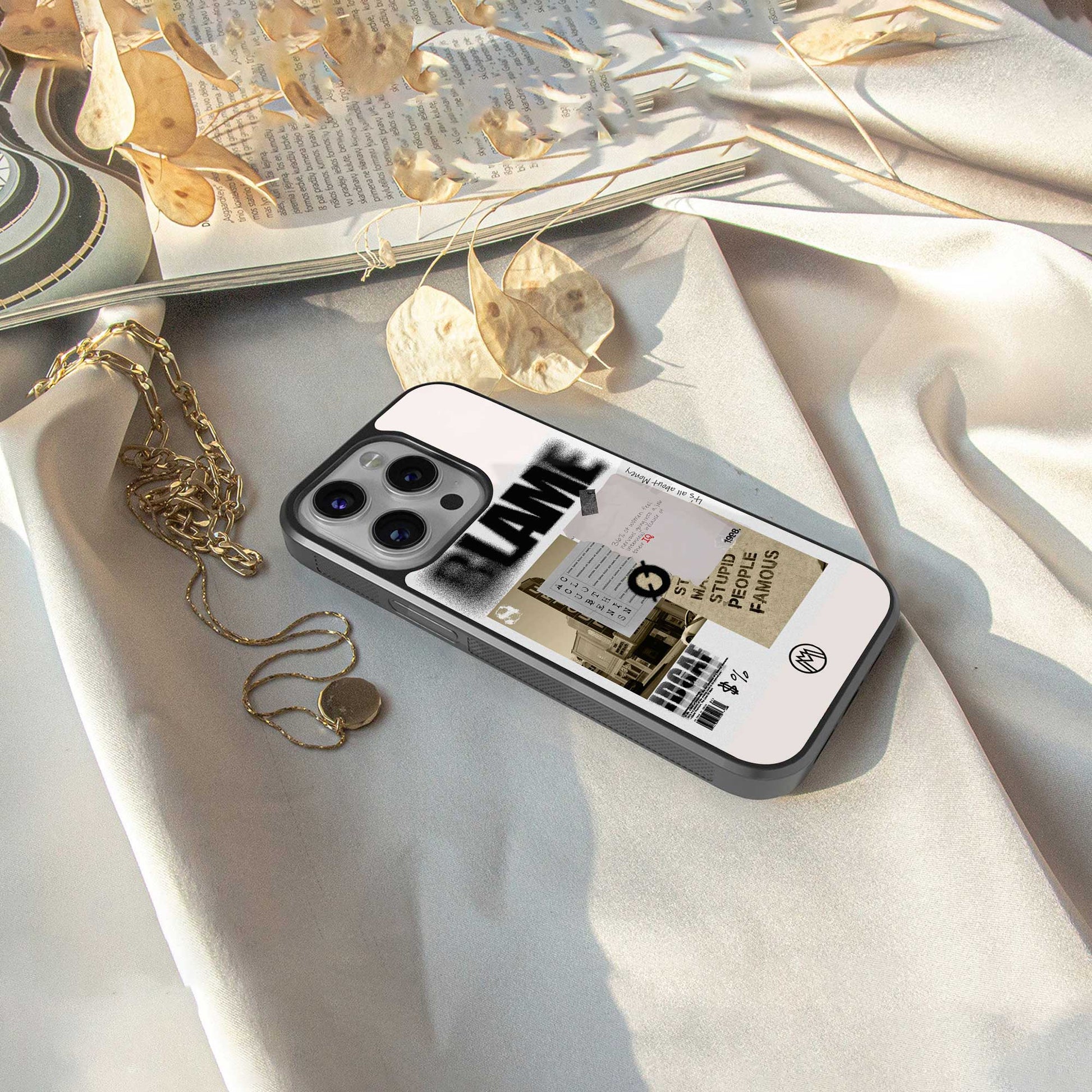 blame back phone cover | glass case for samsung galaxy s24 plus