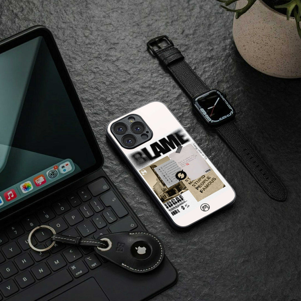 blame back phone cover | glass case for iphone 13 mini