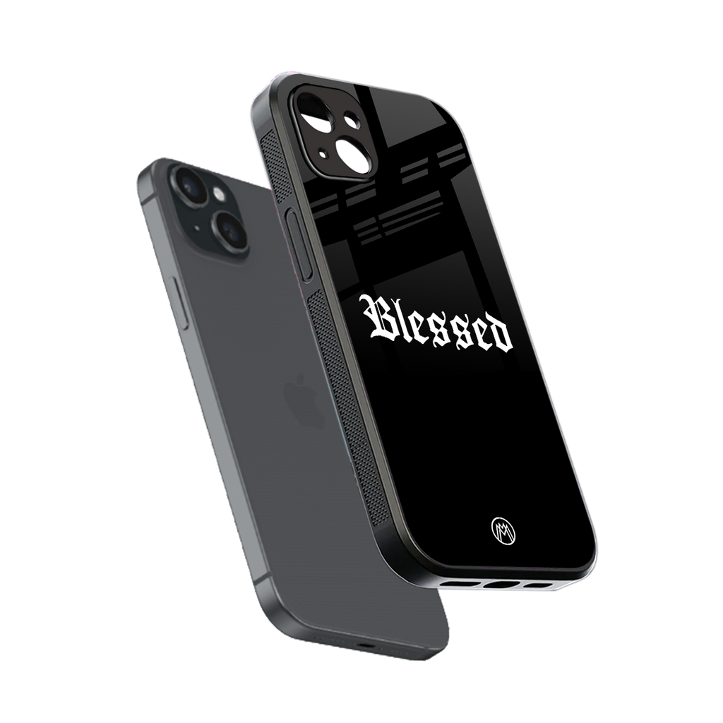 blessed back phone cover | glass case for iphone 15 plus