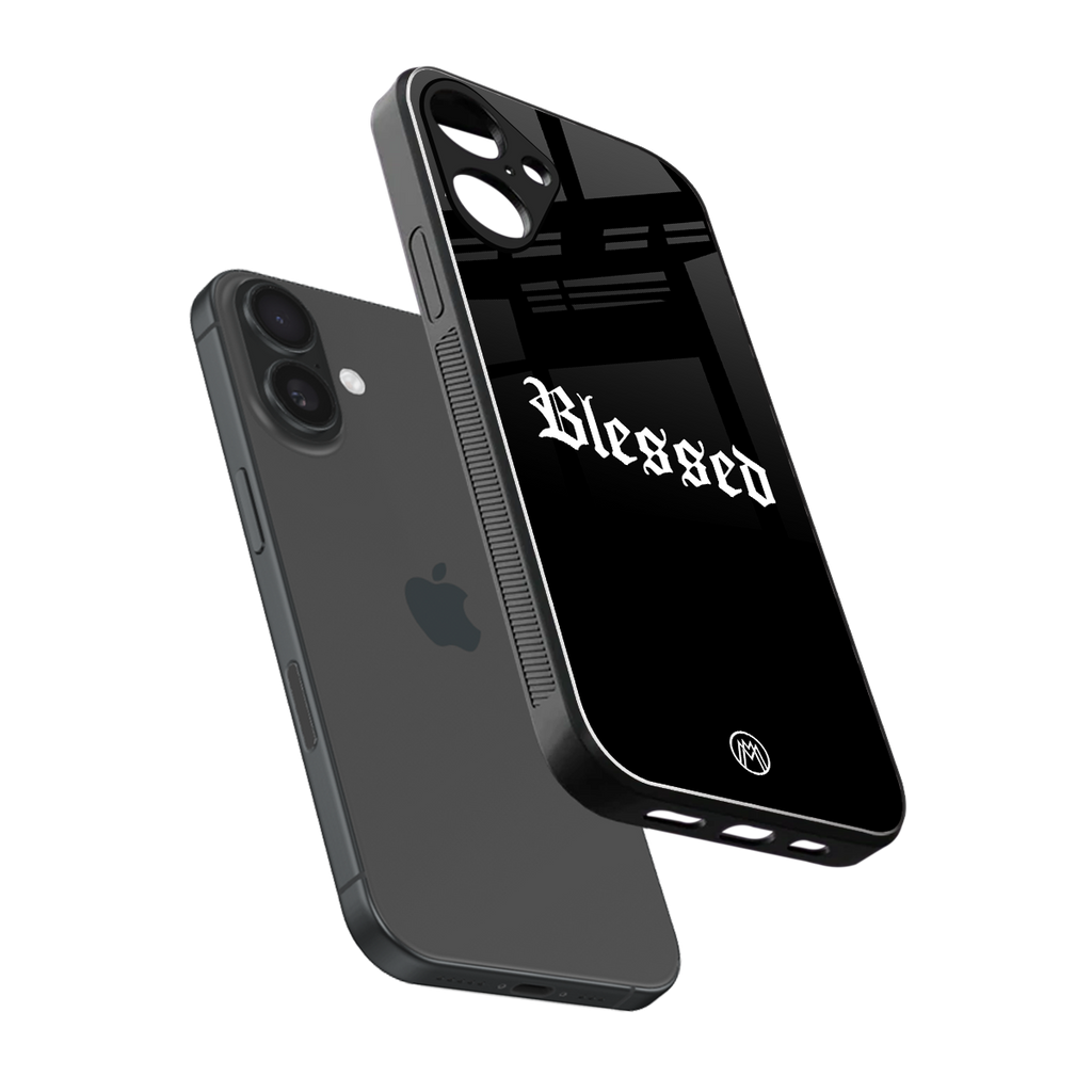 blessed back phone cover | glass case for iphone 16 plus