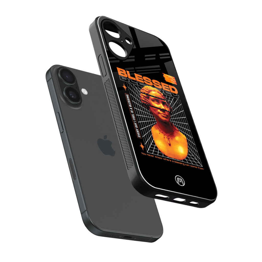 blessing back phone cover | glass case for iphone 16 plus