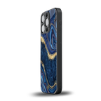 blue gold liquid marble back phone cover | glass case for iphone 13 pro