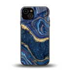 blue gold liquid marble back phone cover | glass case for iphone 13