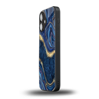 blue gold liquid marble back phone cover | glass case for iphone 16