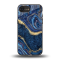 blue gold liquid marble back phone cover | glass case for iphone 16e