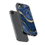 blue gold liquid marble back phone cover | glass case for iphone 16e