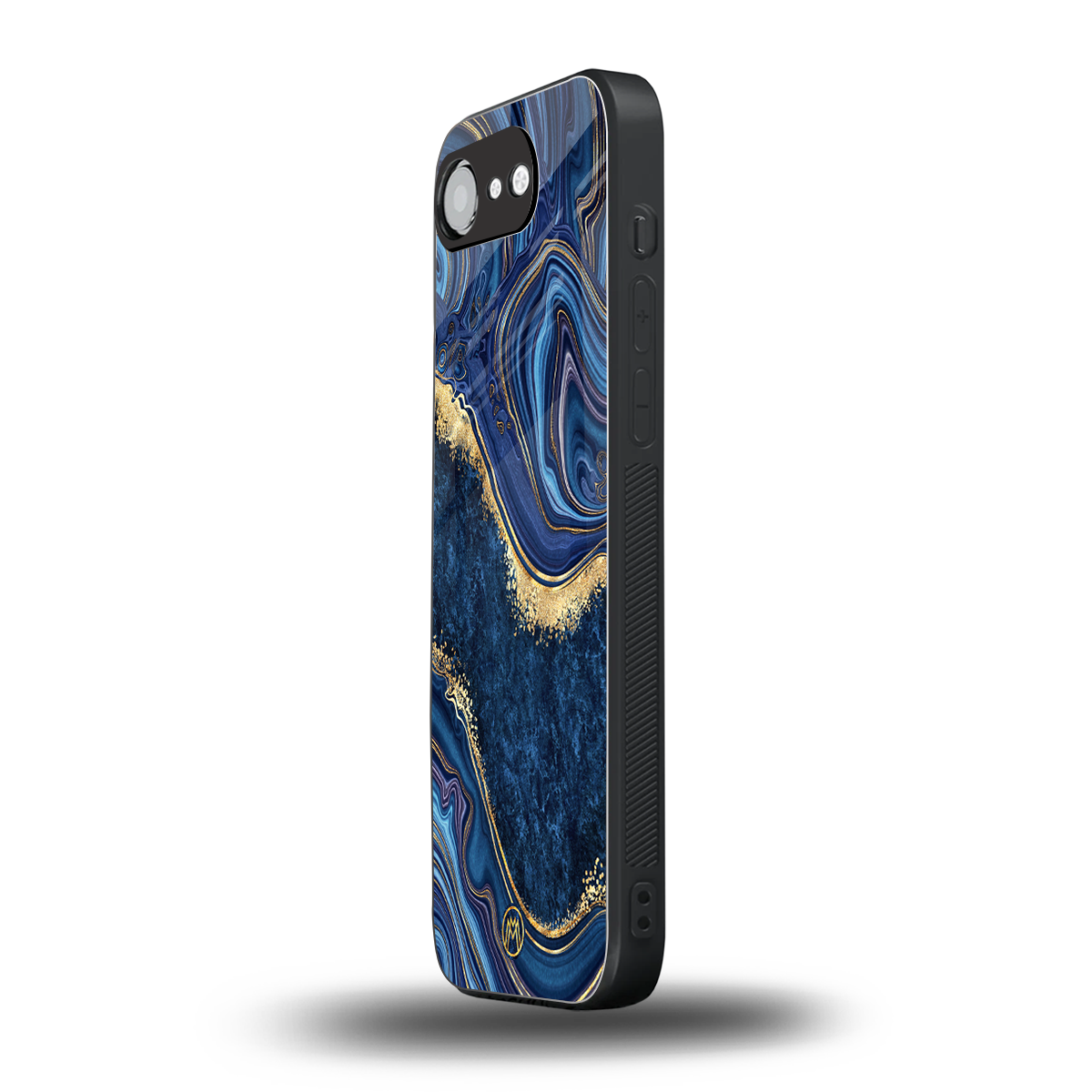 blue gold liquid marble back phone cover | glass case for iphone 16e