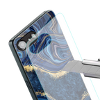 blue gold liquid marble back phone cover | glass case for iphone 16e