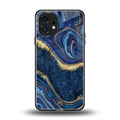 blue gold liquid marble back phone cover | glass case for nothing phone 1