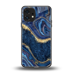 blue gold liquid marble back phone cover | glass case for nothing phone 1