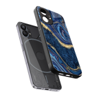 blue gold liquid marble back phone cover | glass case for nothing phone 1