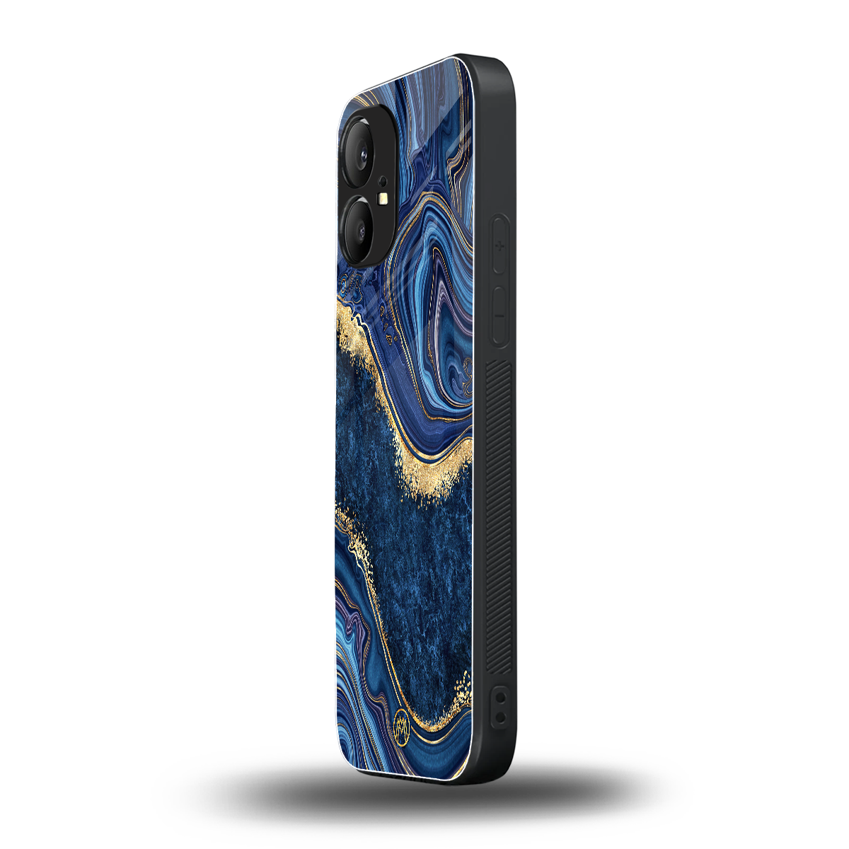 blue gold liquid marble back phone cover | glass case for nothing phone 1