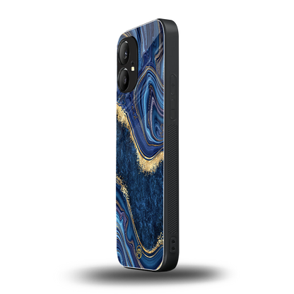 blue gold liquid marble back phone cover | glass case for nothing phone 1