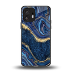 blue gold liquid marble back phone cover | glass case for nothing phone 2