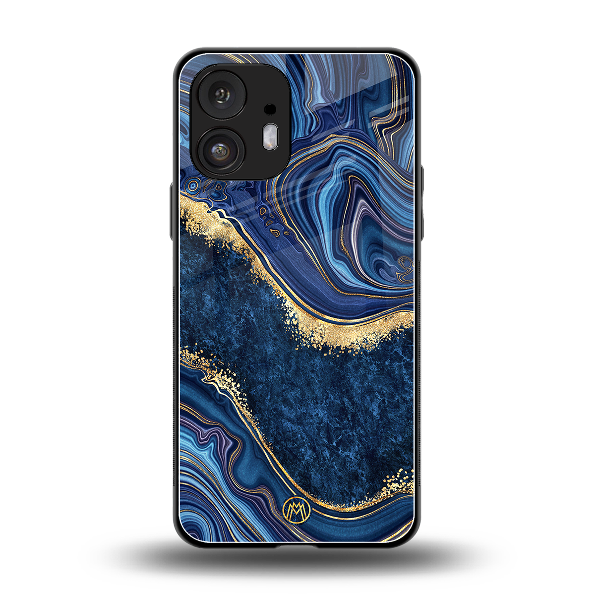 blue gold liquid marble back phone cover | glass case for nothing phone 2