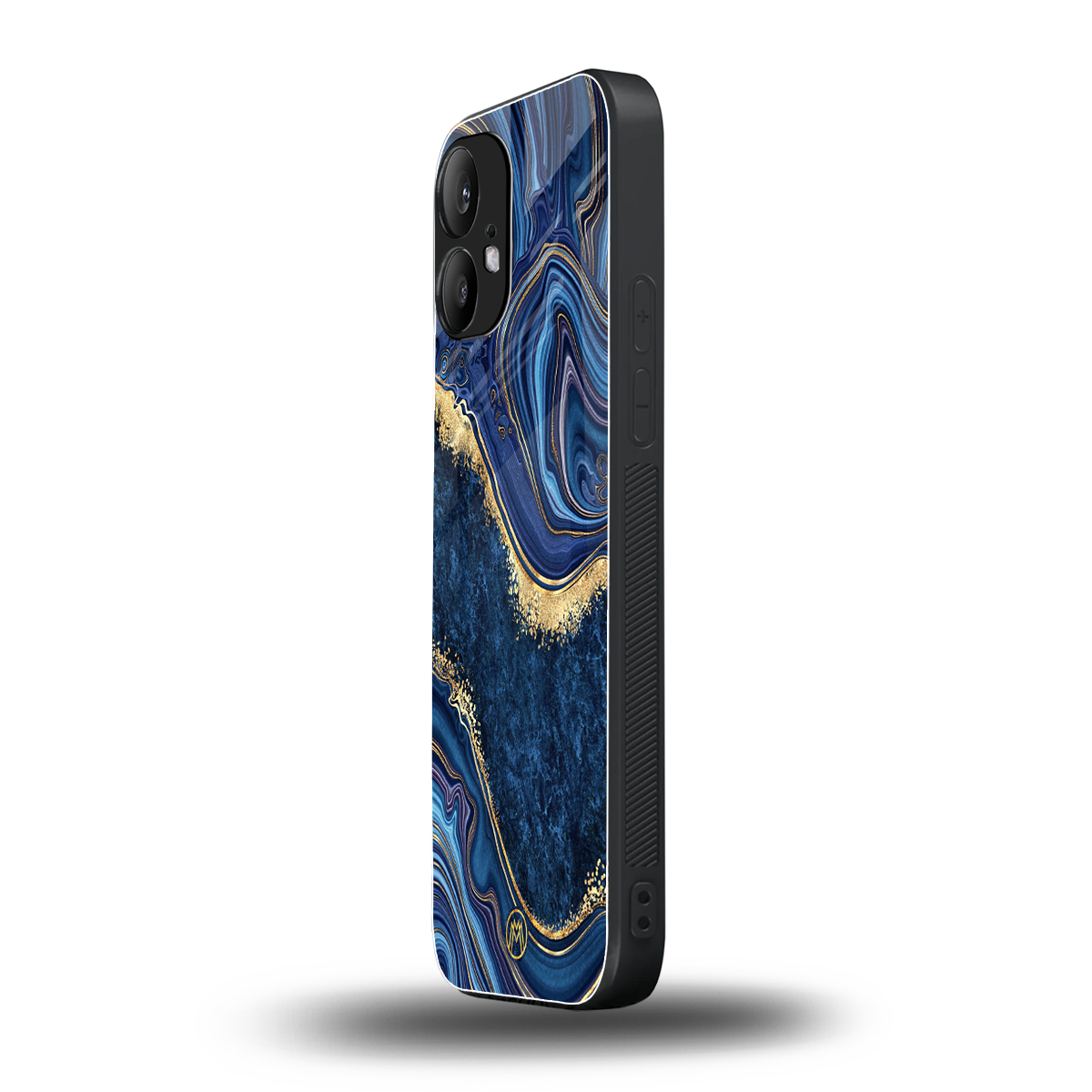 blue gold liquid marble back phone cover | glass case for nothing phone 2