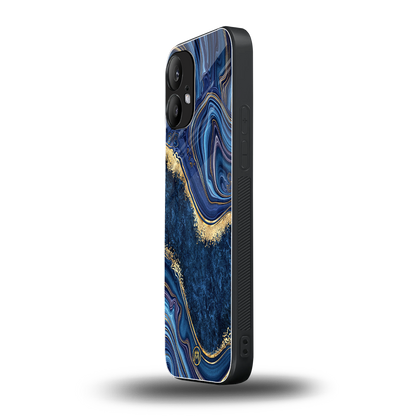 blue gold liquid marble back phone cover | glass case for nothing phone 2