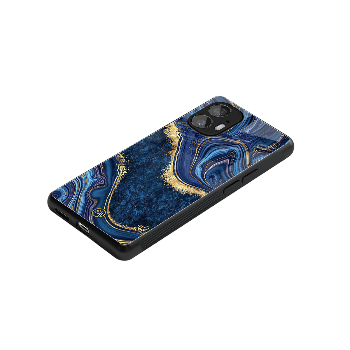 blue gold liquid marble back phone cover | glass case for nothing phone 2