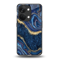 blue gold liquid marble back phone cover | glass case for oneplus nord 3